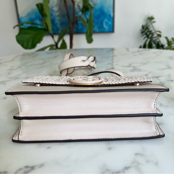 NWOT Tory Burch Miller Basketweave Small Flap Shoulder Bag Brie Ivory Leather - Picture 10 of 16